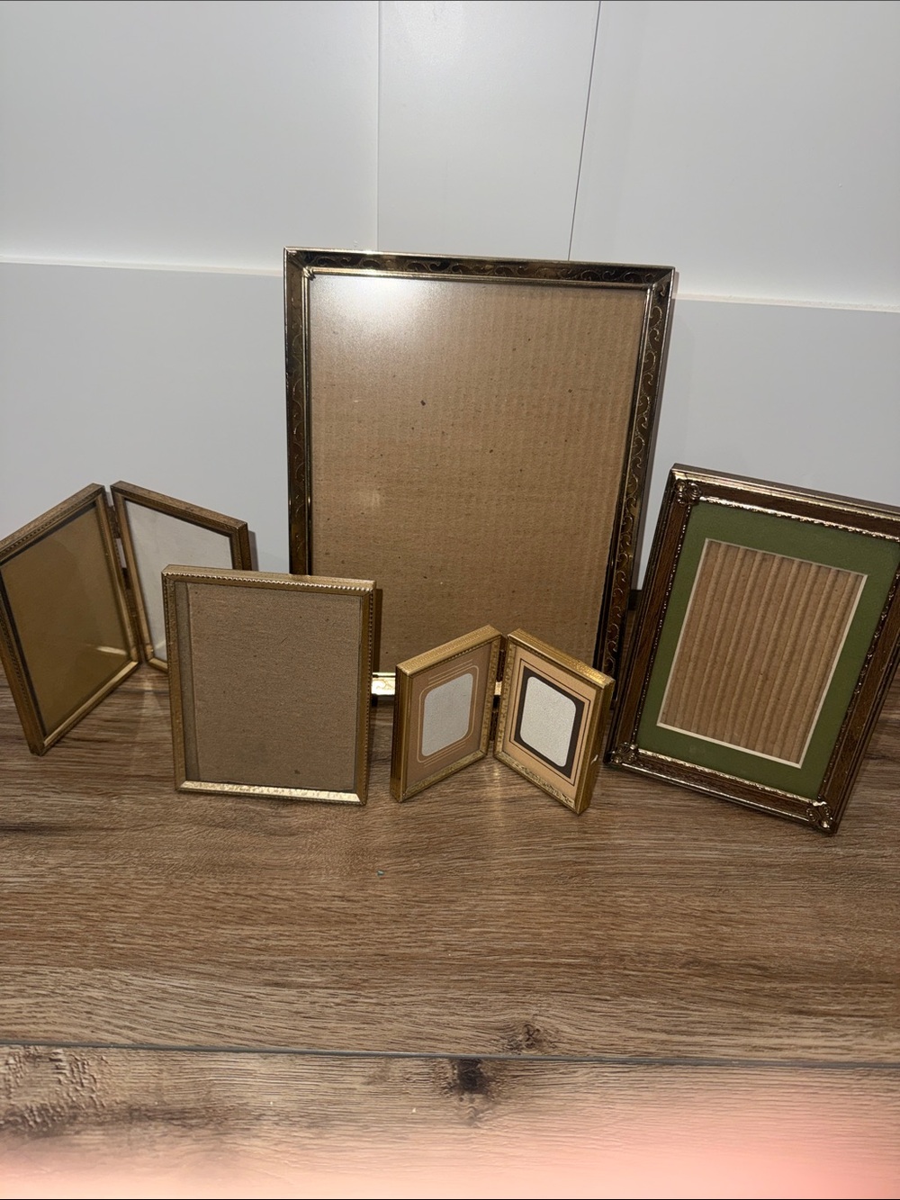 Vintage Brass/Gold Picture Frame Set – Decorative Home Accent - all with glass